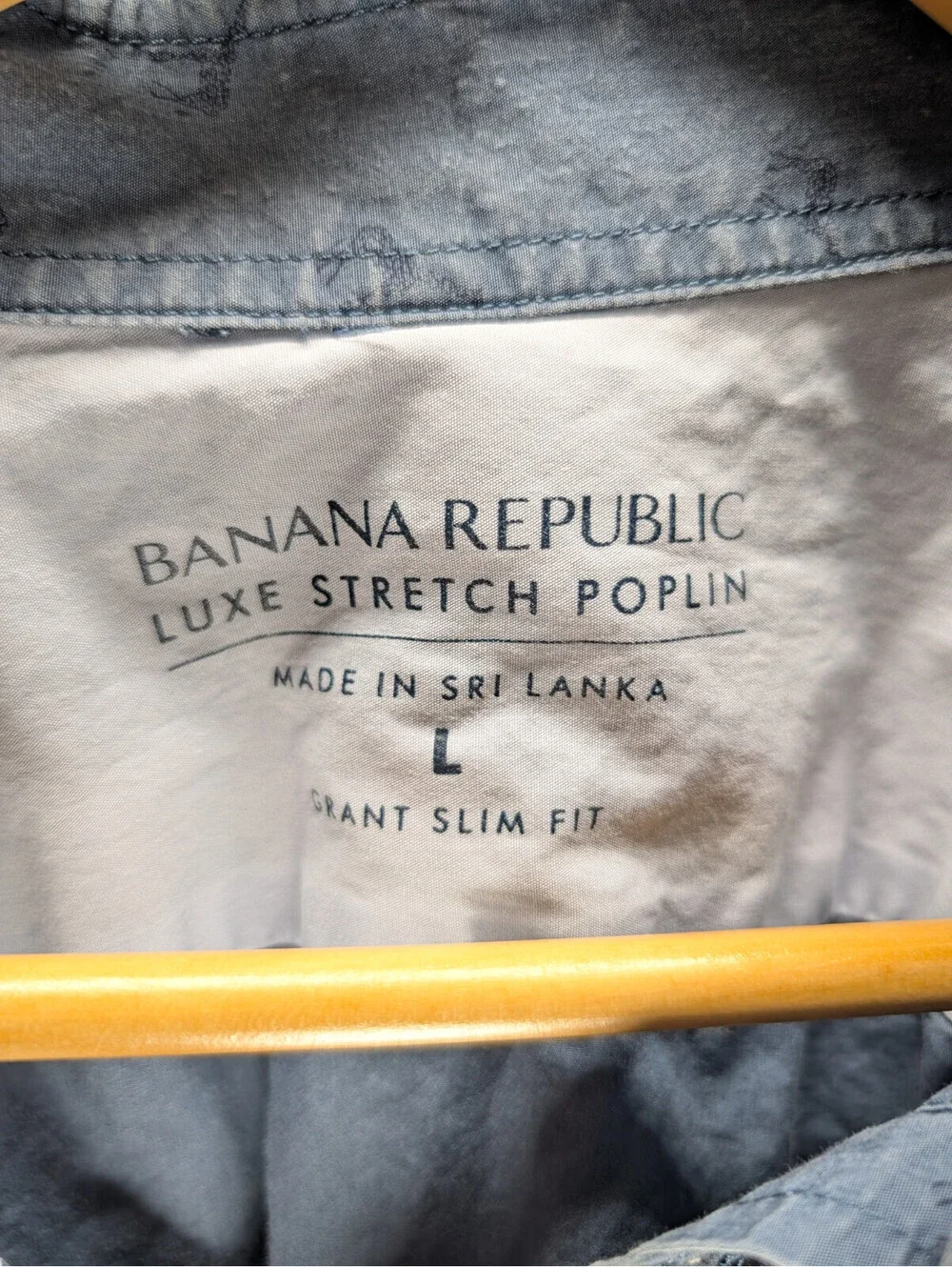 Banana Republic Luxe Stretch Poplin Grant Slim Blue Giraffe